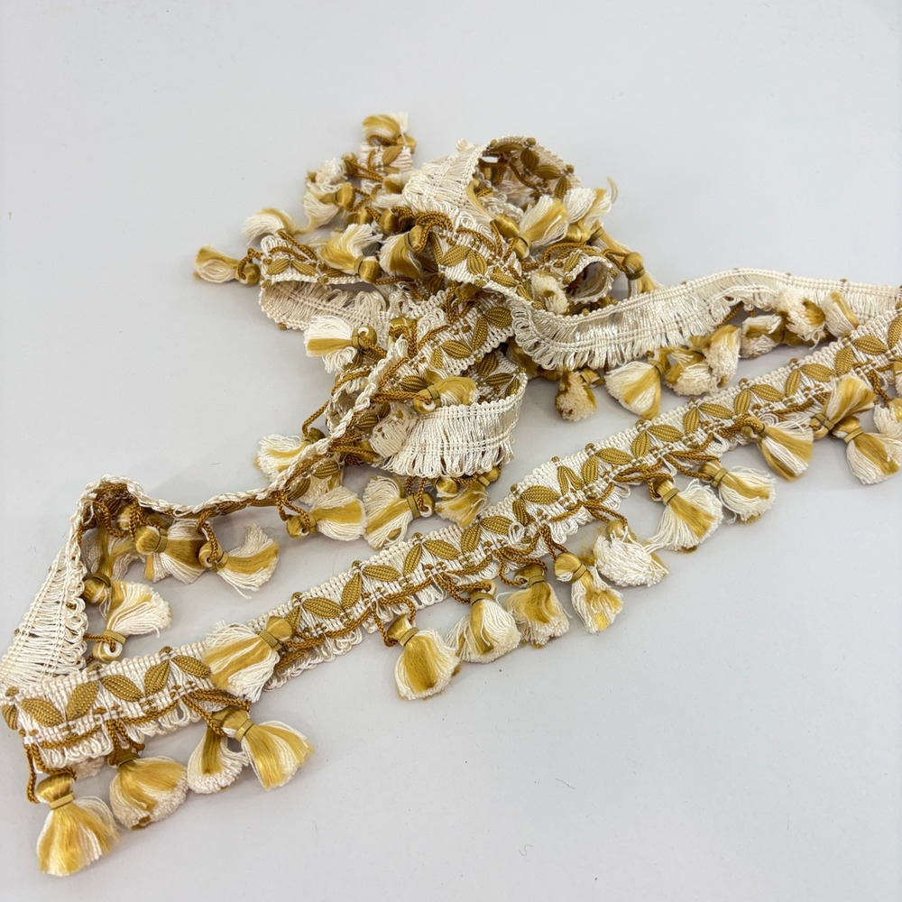 Conso Gold Cream Tassel Fringe Trim 2" 1 Yard+ Vintage Upholstery Costume Lamp